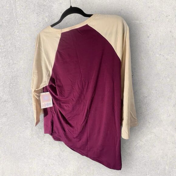 Lularoe Women's Randy Baseball Raglan Maroon And Cream Size 2-Large-NWT - Picture 8 of 9